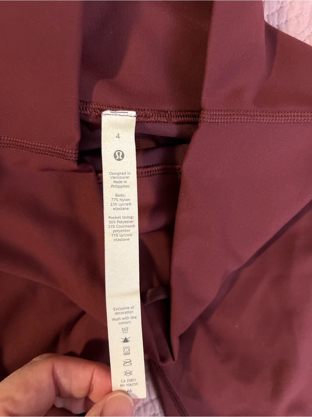 #220 Lululemon Align HR Short 6” Red Merlot Brown Size 4 NWOT - Picture 3 of 6